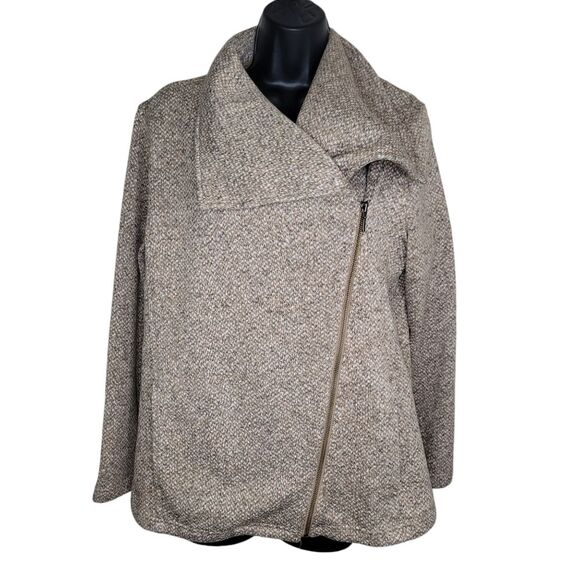 Lands' End asymmetric moto knit jacket size M/P (10-12) medium petite - Picture 1 of 8